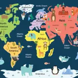 Ilustracja pokazuje, ile kontynentów jest na świecie: Amerykę Północną, Południową, Europę, Afrykę, Azję, Australię i Antarktydę.