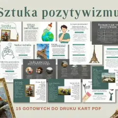 Karty PDF o sztuce pozytywizmu. Definicja pracy organicznej, cechy malarstwa, architektura i nauka.