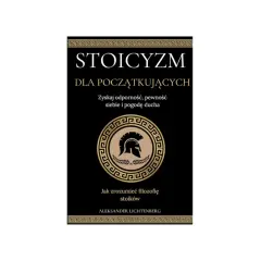 Okładka książki "Stoicyzm dla początkujących". Złoty hełm spartański na czarnym tle. Naucz się stoicyzmu.