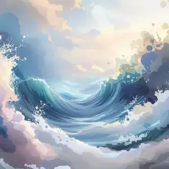 Gdy wpłynąłem na suchego przestwór oceanu, ujrzałem wirujące fale i chmury w odcieniach błękitu, różu i złota.