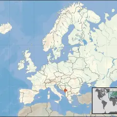 Mapa Europy z zaznaczonym Kosowem, najmłodszym państwem Europy.