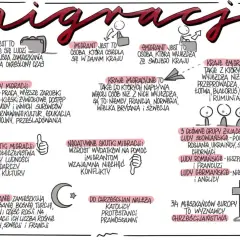 Ilustracja przedstawia migracje w Europie, ich przyczyny, skutki oraz grupy ludności. Analizuje środowisko przyrodnicze i ludność Europy.