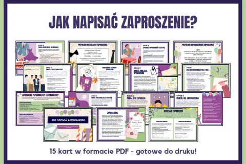 Jak napisać zaproszenie? Poradnik krok po kroku, od celu po estetykę. 15 kart PDF do druku.