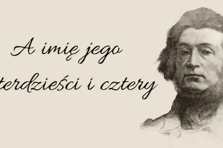 Portret mężczyzny z tekstem "A imię jego czterdzieści i cztery". Nazywam się Milijon.