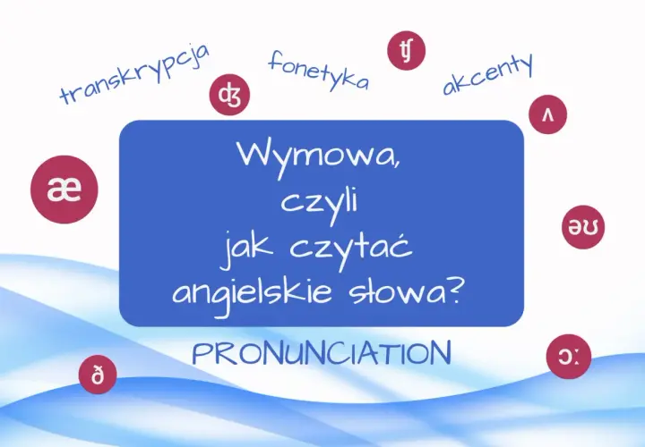 Wymowa, czyli jak czytać angielskie słowa? Grafika pokazuje transkrypcję fonetyczną i symbole wymowy.
