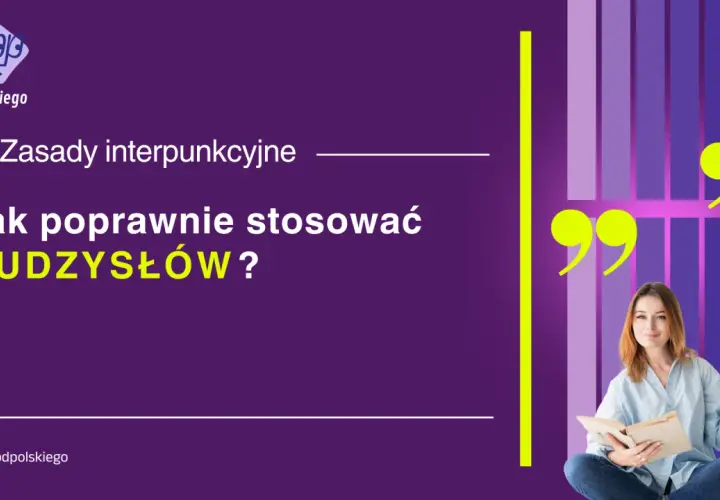 Zasady interpunkcyjne: Jak poprawnie stosować **cudzysłów**? Młoda kobieta z książką i pytaniem o poprawną polszczyznę.