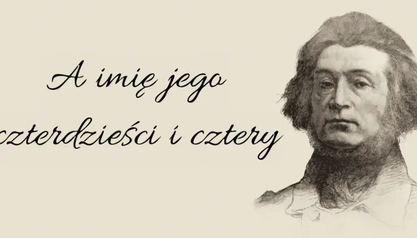 Portret mężczyzny z tekstem "A imię jego czterdzieści i cztery". Nazywam się Milijon.