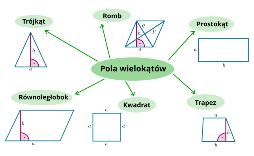 Pole powierzchni figur płaskich - wzory, jednostki, błędy