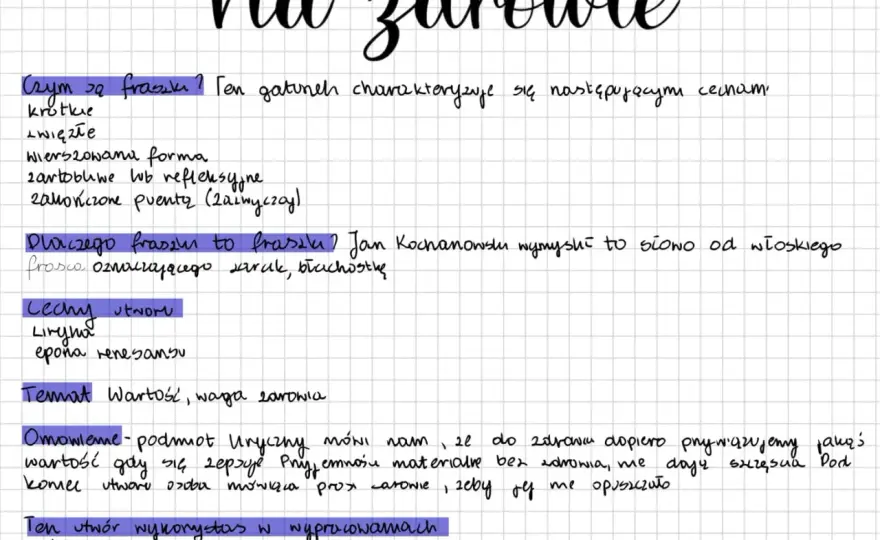 Kochanowski "Na zdrowie" - dlaczego zdrowie jest najważniejsze?