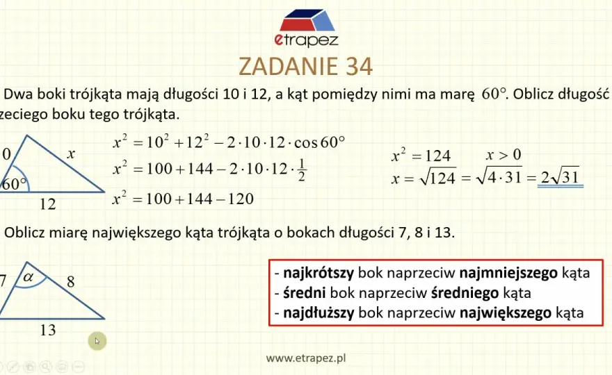 Twierdzenie cosinusów - Licz boki i kąty bez pomyłek