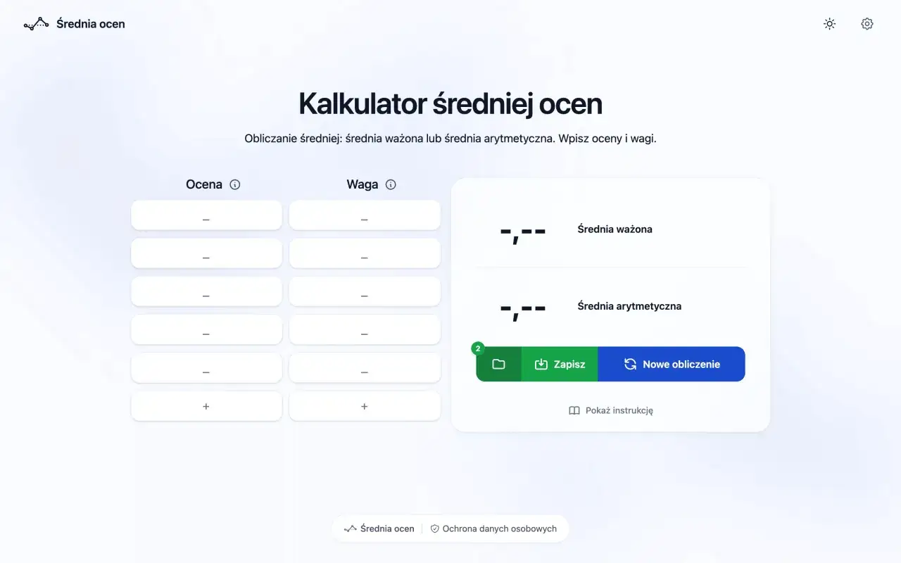 Kalkulator średniej ocen pozwala obliczyć średnią ważoną. Wpisz oceny i ich wagi, aby poznać wynik.